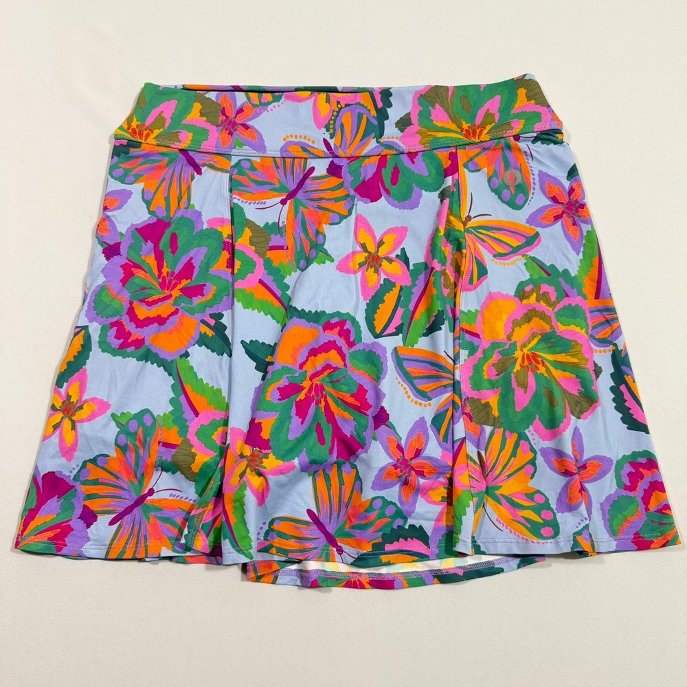 Dona Jo Ultimate Athletic Tennis Skort XL Blue Pink Butterfly Vibrant Kidcore